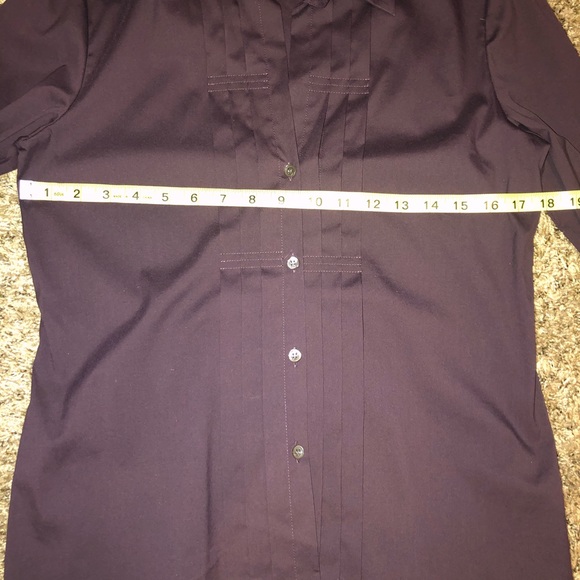 Theory Shirt Purple Pleated Button Down Top - Picture 8 of 10